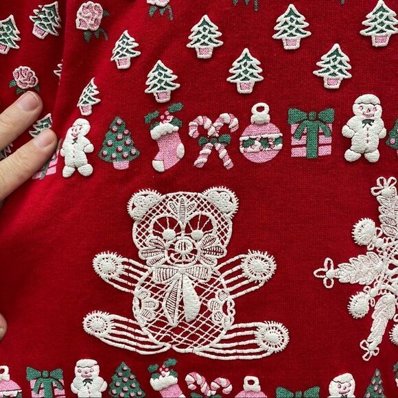 Vintage Scarab San Francisco Teddy Bear Christmas Sweatshirt Medium - Picture 4 of 7